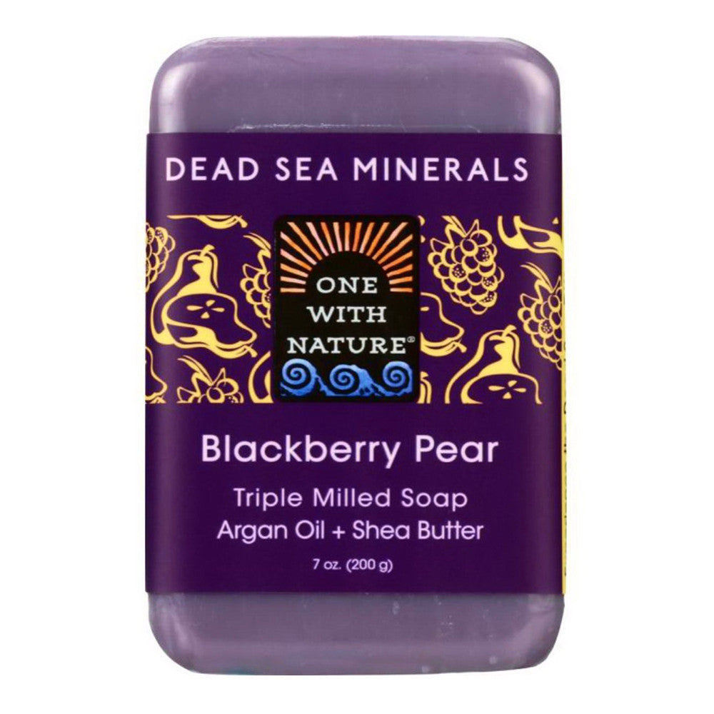 One With Nature Blackberry Pear Dead Sea Mineral Soap Bar, 7 Oz